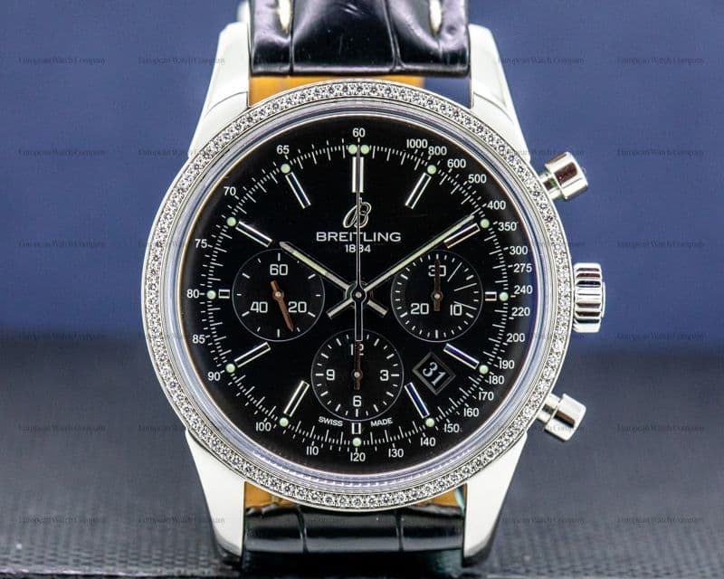 Breitling Transocean Chronograph  Black Diamond Bezel 
