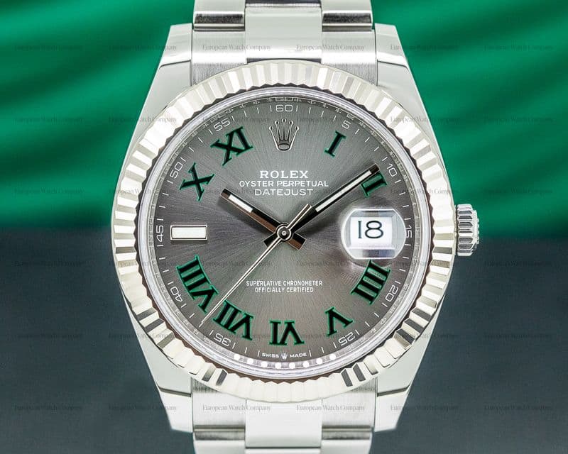 Rolex Datejust 41 Rhodium Green Roman Numerals Dial Oyster 2020