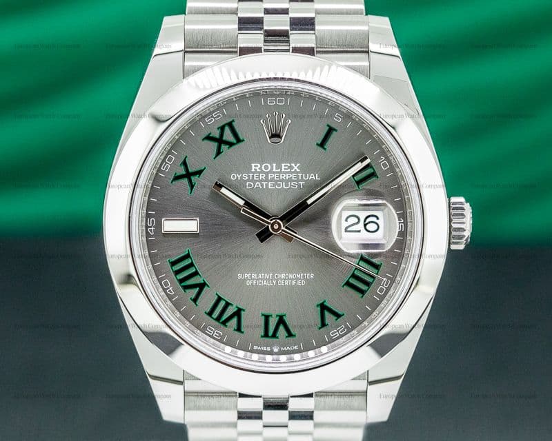 Rolex Datejust 41 126300 Wimbledon Slate Roman Dial SS UNWORN