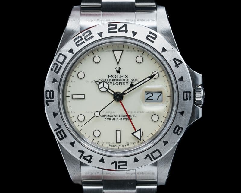 Rolex Explorer II with RARE Transitional Cream Rail Dial SS NICE 