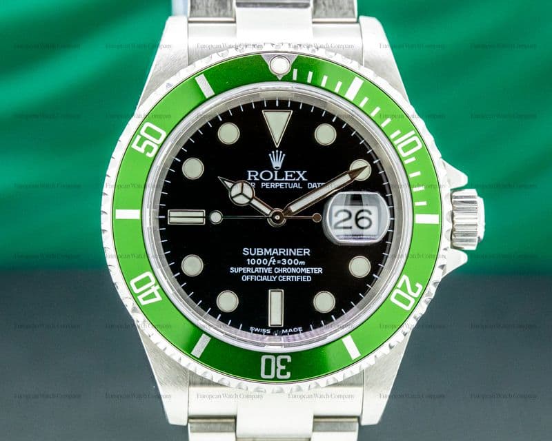 Rolex Submariner 50th Anniversary "Flat 4" F Series Green Bezel FULL SET