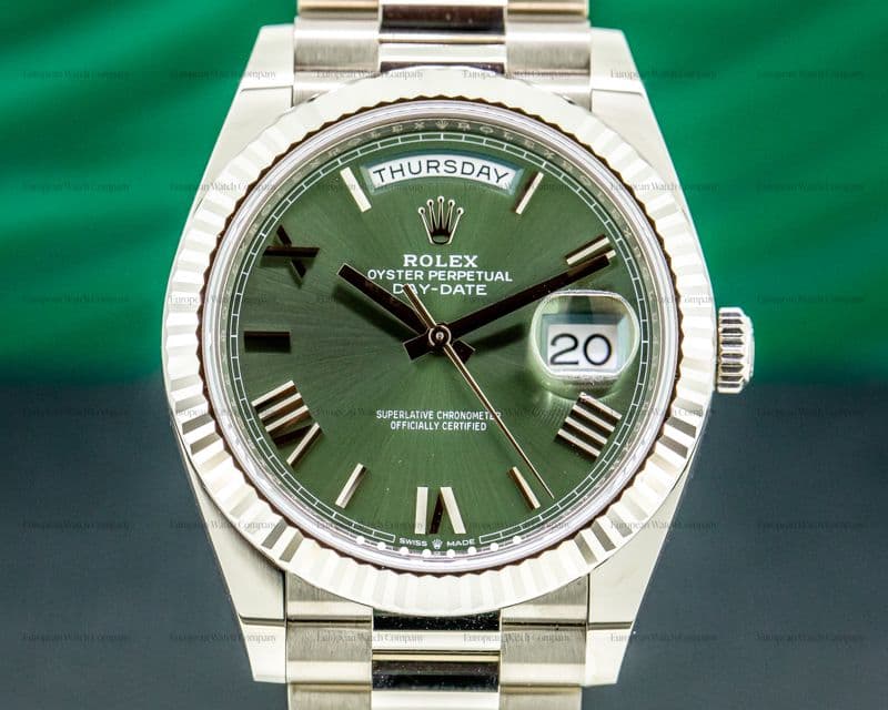 Rolex Day Date 228239 Presidential 18k White Gold Green Dial 40MM UNWORN 2020