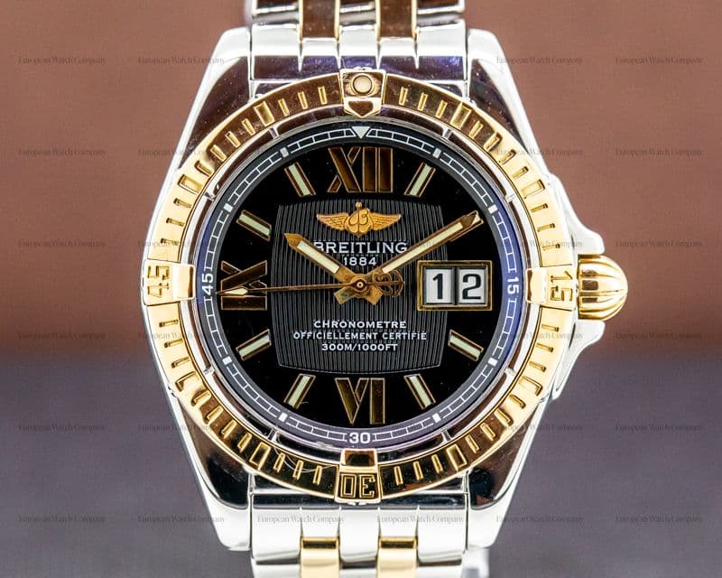 Breitling Cockpit Black Dial on 18k / Stainless Bracelet
