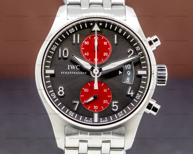IWC Pilot Spitfire Chronograph SS Grey / Red Dial LIMITED 