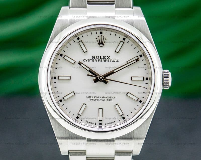 Rolex Oyster Perpetual 114300 SS White Stick Dial 