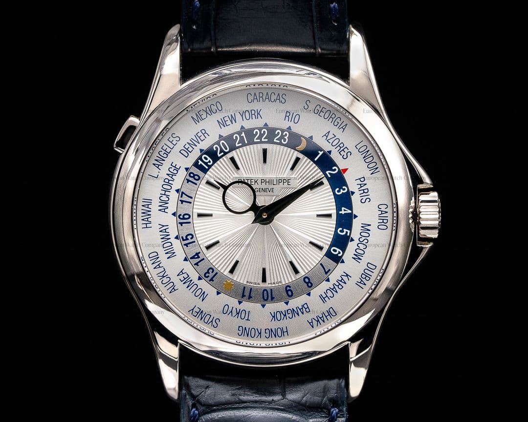 Patek Philippe World Time 5130G 18K White Gold Silver Dial 