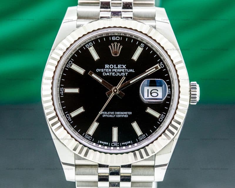 Rolex Datejust 41 Black Stick Dial SS / Jubilee UNWORN