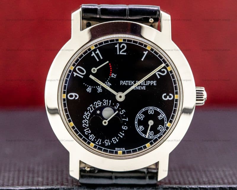 Patek Philippe Moon Phase Power 5055G Reserve Black Dial 18K White Gold 