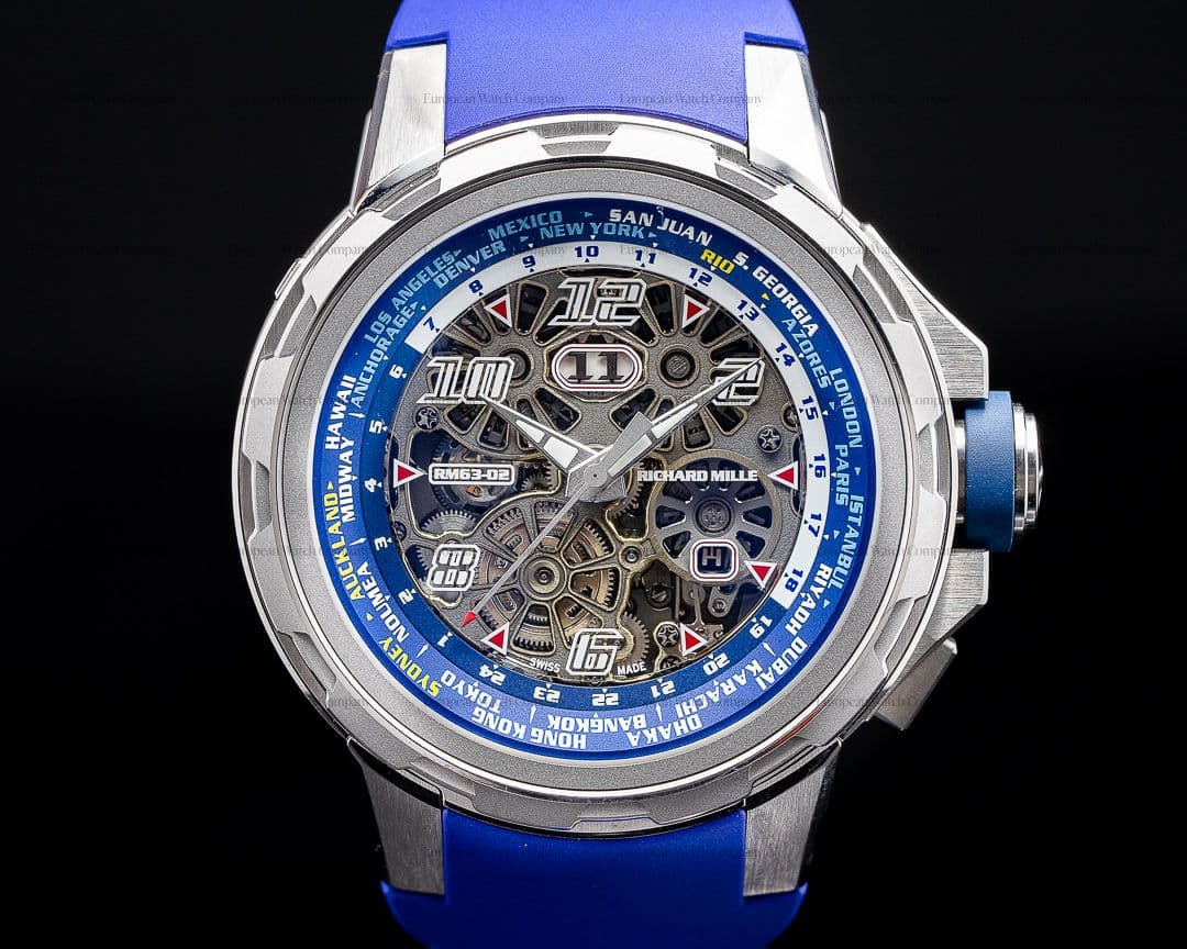 Richard Mille RM63-02 Automatic Winding Worldtimer Titanium FULL SET
