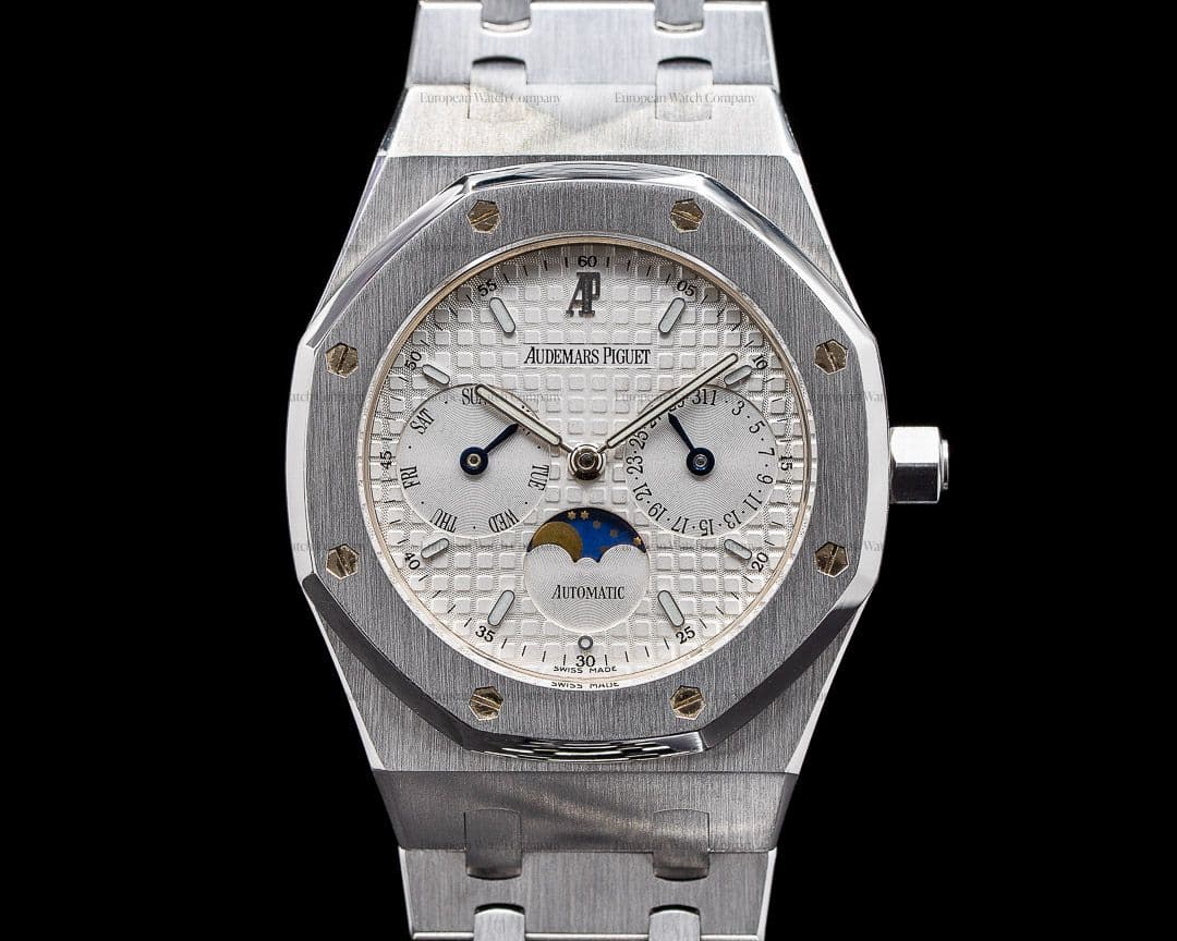 Audemars Piguet Royal Oak 25594ST Day Date Moon White Dial SS