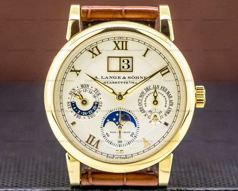 A. Lange and Sohne Langematik Perpetual Calendar 310.021 18K Yellow Gold FULL SET