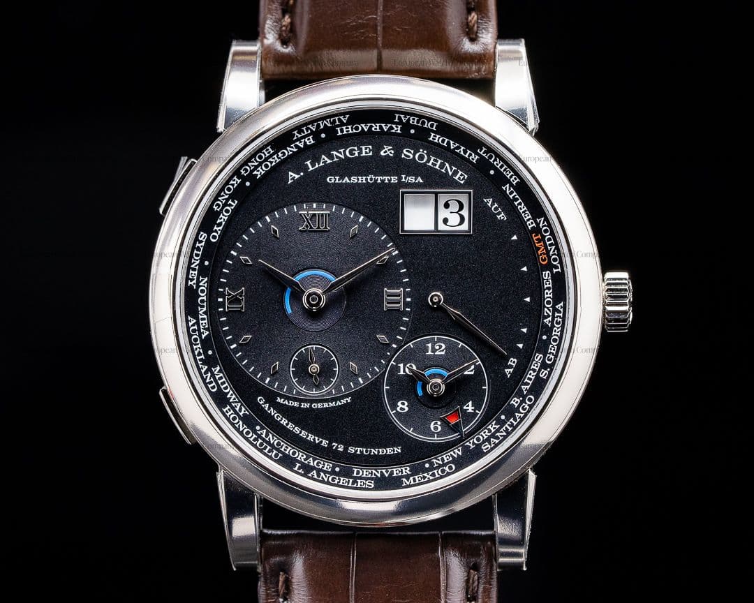 A. Lange and Sohne Lange 1 Time Zone 136.029 18K White Gold / Black Dial NEW MODEL