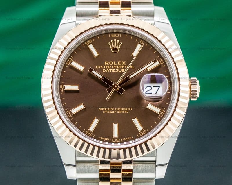 Rolex Datejust 41 126331 Tobacco Brown Stick Dial 18K Rose / SS