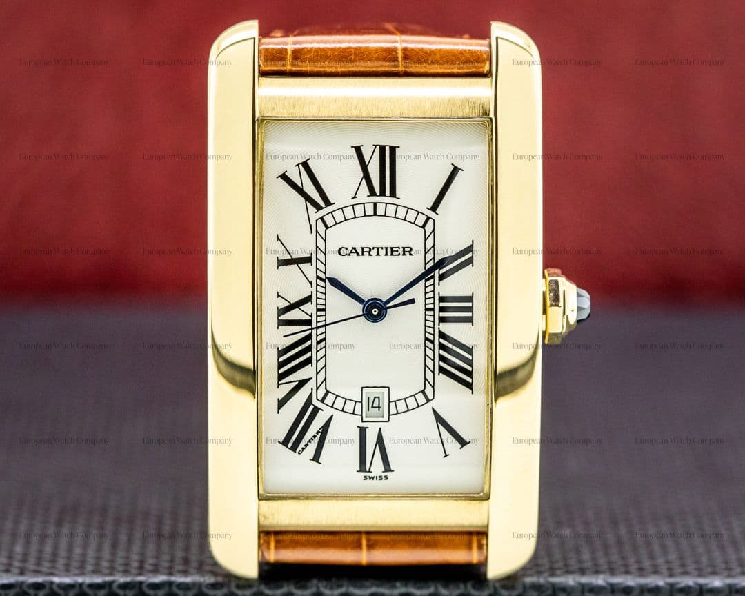 Cartier Tank Americaine Large Mens 18K Yellow Gold