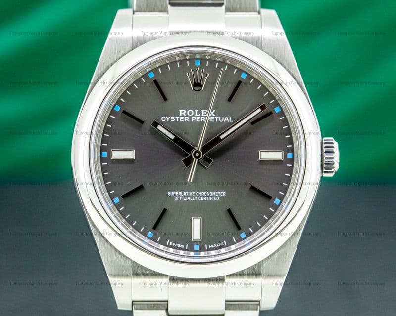 Rolex Oyster Perpetual 114300 SS Dark Rhodium Dial DISCONTINUED