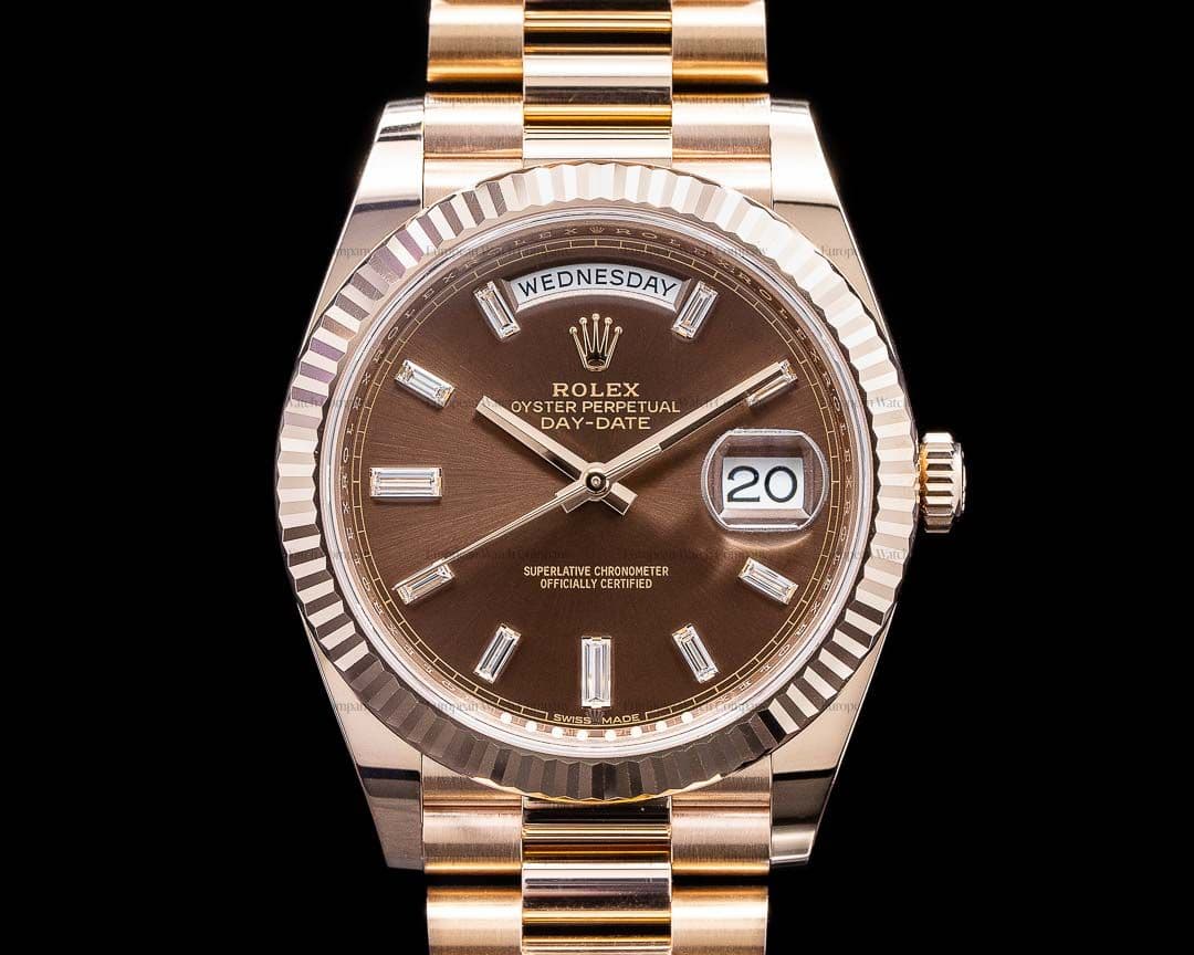 Rolex Day Date Presidential Everose Gold Chocolate Diamond Dial 40MM 