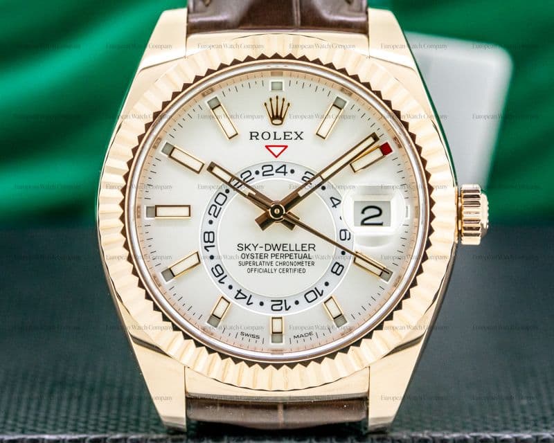 Rolex Sky Dweller 326135 Ivory White Dial Rose Gold / Alligator 2020