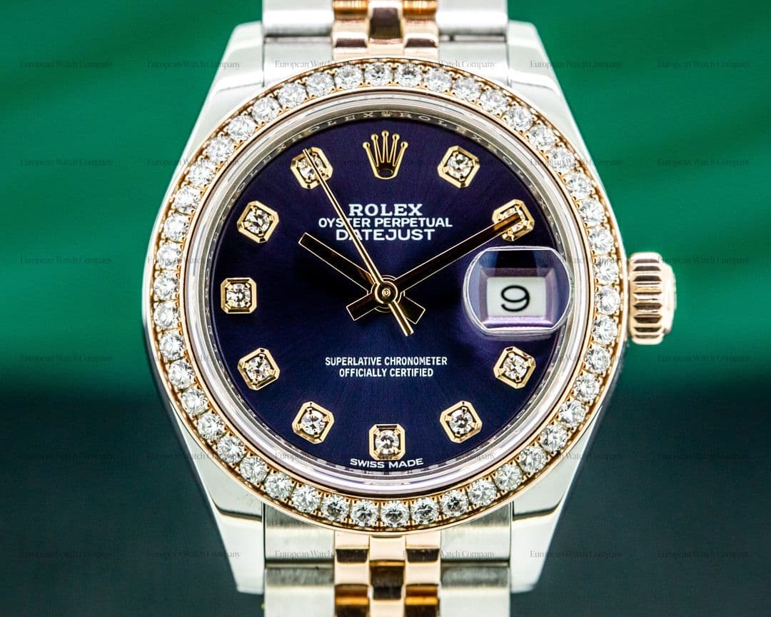 Rolex Datejust 28MM 18K / RG & SS Purple Diamond Dial 