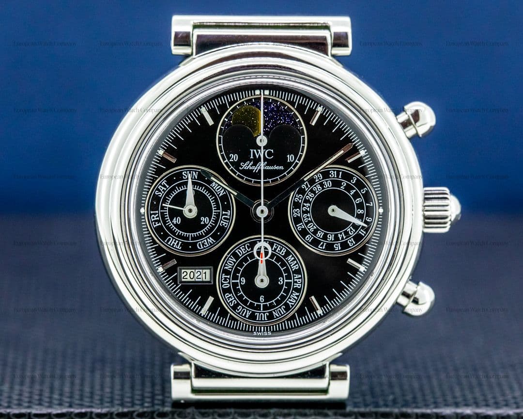 IWC Da Vinci Perpetual Chronograph Black SS / Alligator  