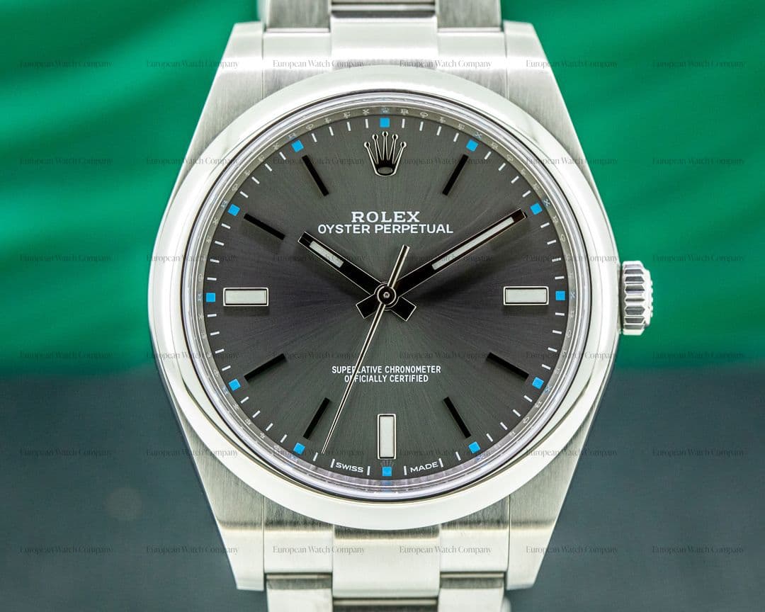 Rolex Oyster Perpetual 114300 SS Dark Rhodium Dial 