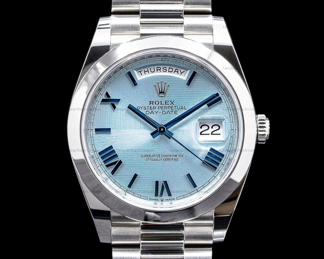 Rolex Day Date Platinum Blue Dial Roman Numeral 40MM 2020