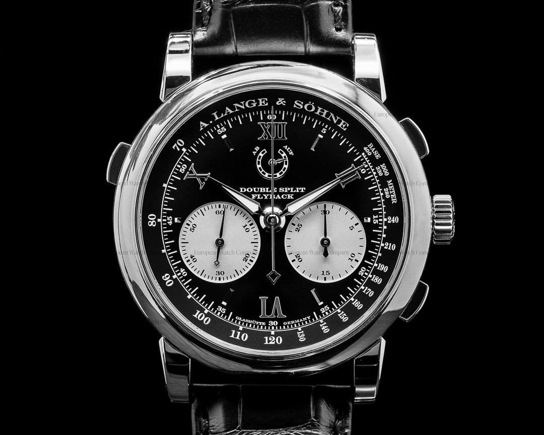 A. Lange and Sohne Datograph 404.035 Double Split Black Dial Platinum + Deployant