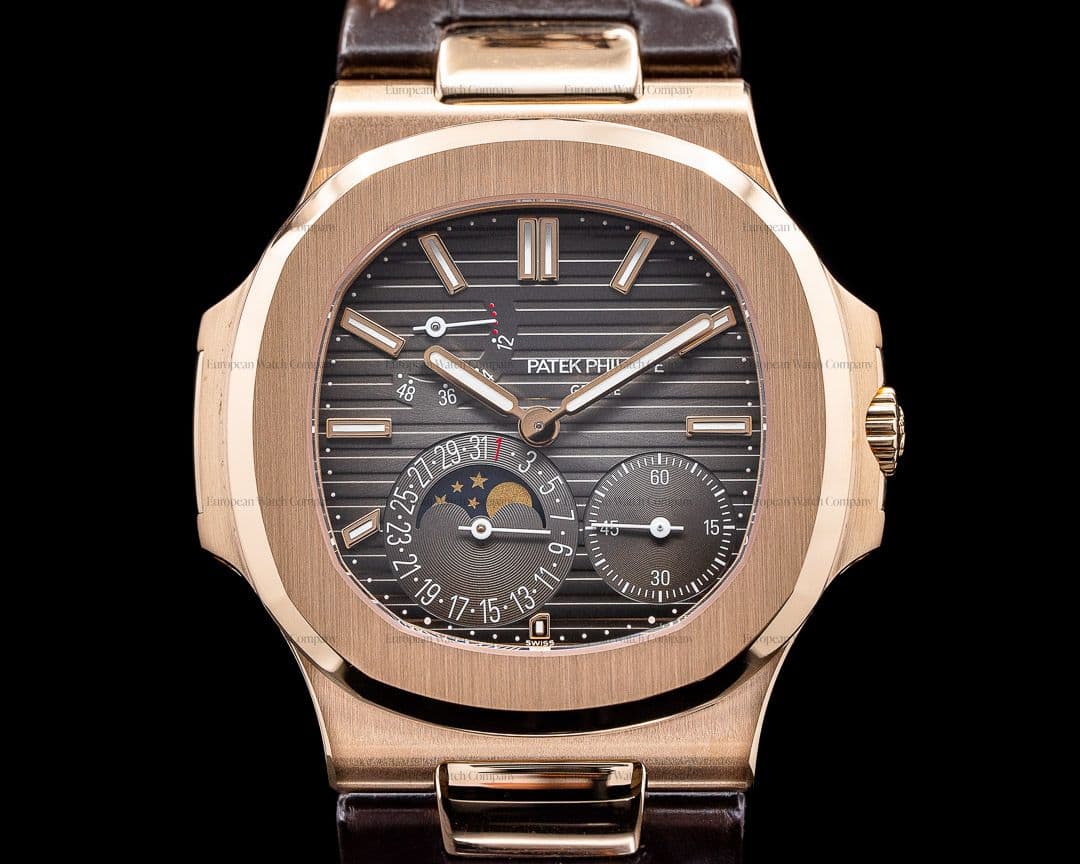 Patek Philippe Jumbo Nautilus 5712R Power Reserve Moon 18K Rose Gold UNWORN