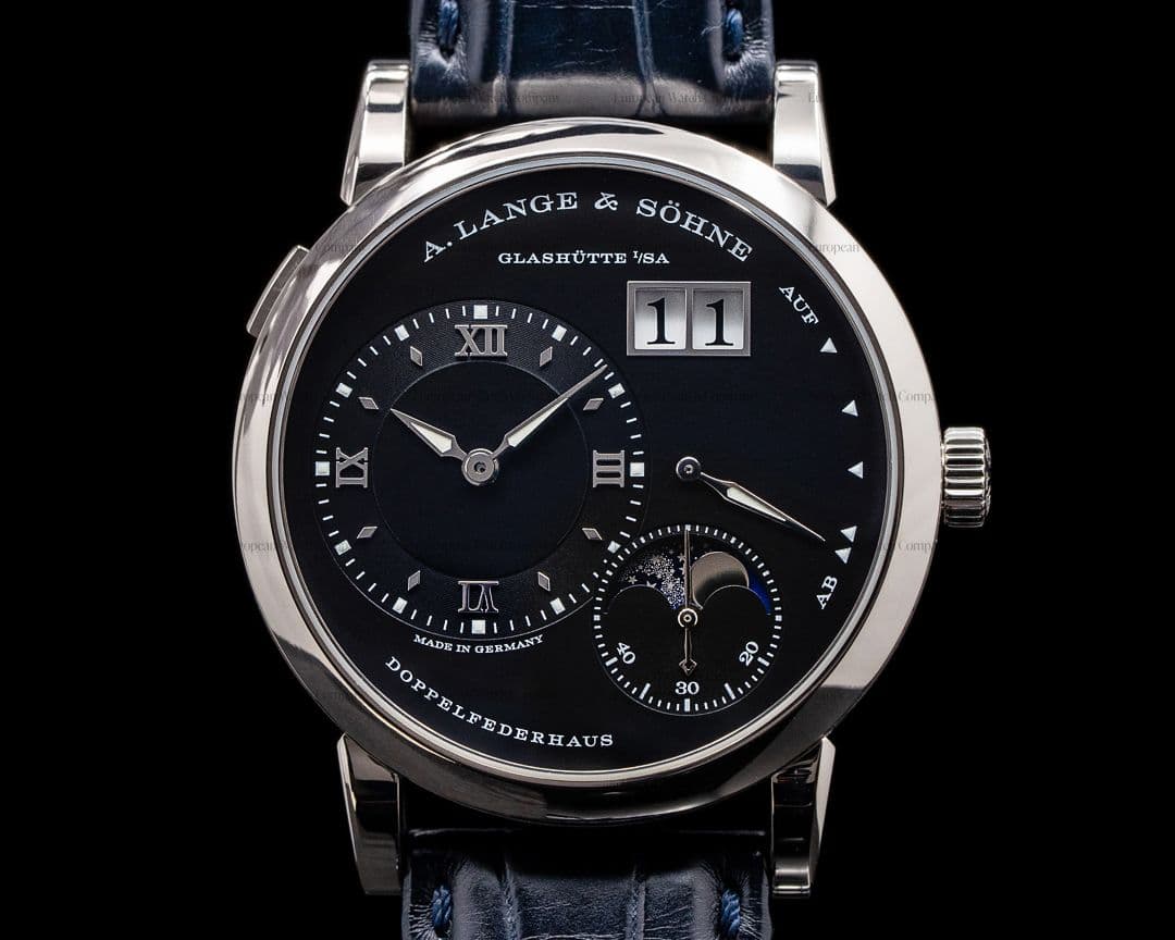 A. Lange and Sohne Lange 1 Moon 192.029 18K White Gold Black Dial / Day Night 