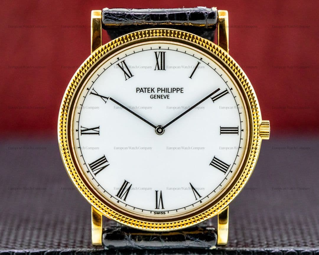 Patek Philippe Calatrava 18K Yellow Gold Manual Wind Silver Roman Dial SHARP