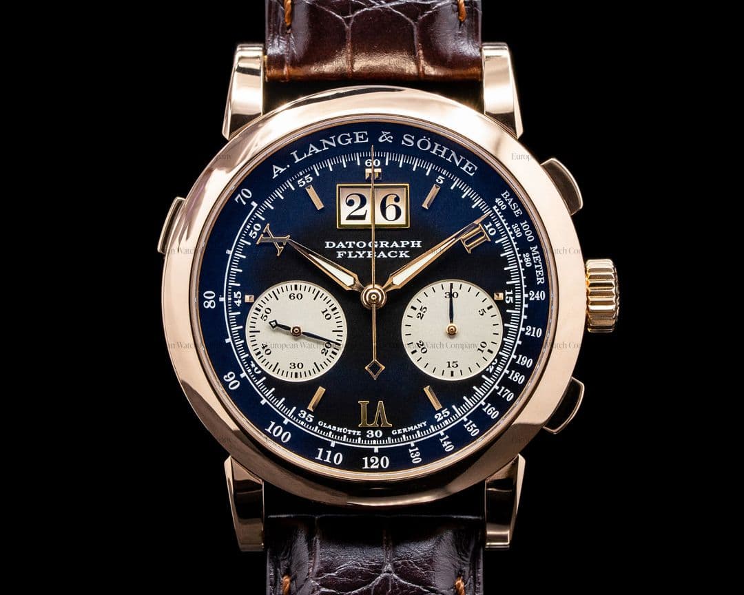 A. Lange and Sohne Datograph 403.031 18K Rose Gold Black Dial COMPLETE "DUFOUR"