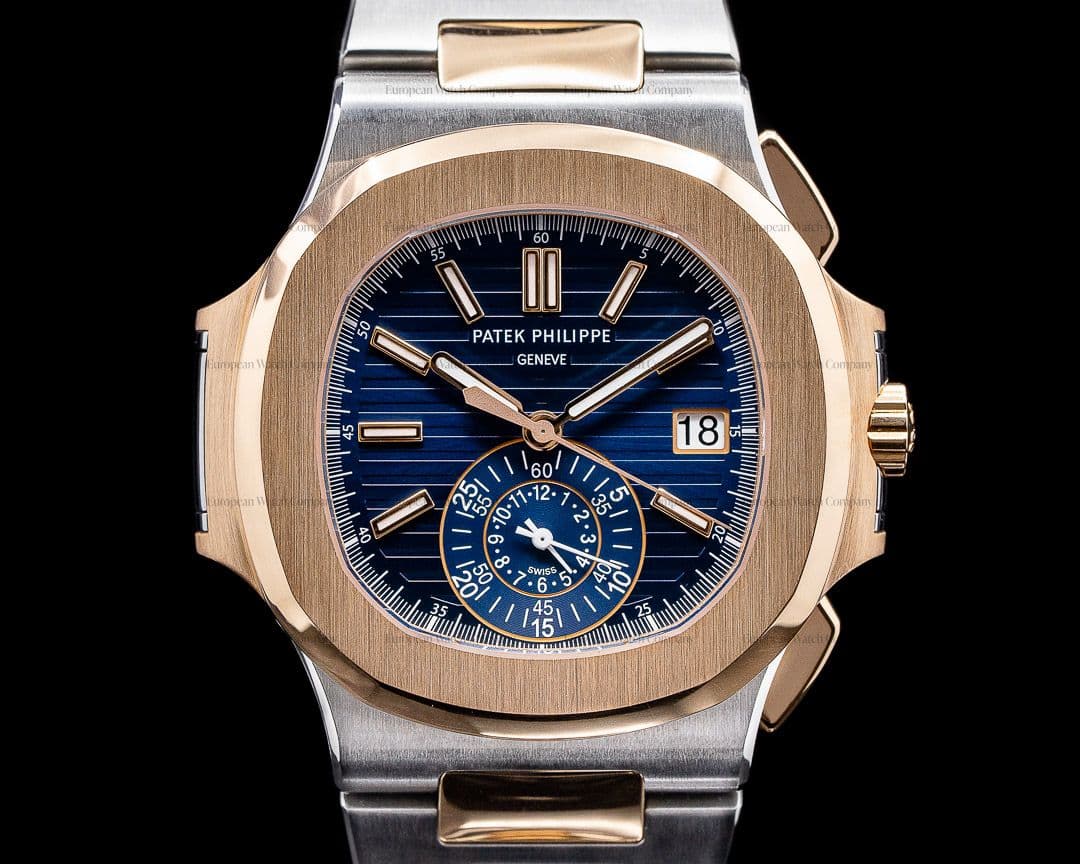 Patek Philippe Nautilus 5980/1AR Chronograph Blue Dial 18K Rose / Steel 