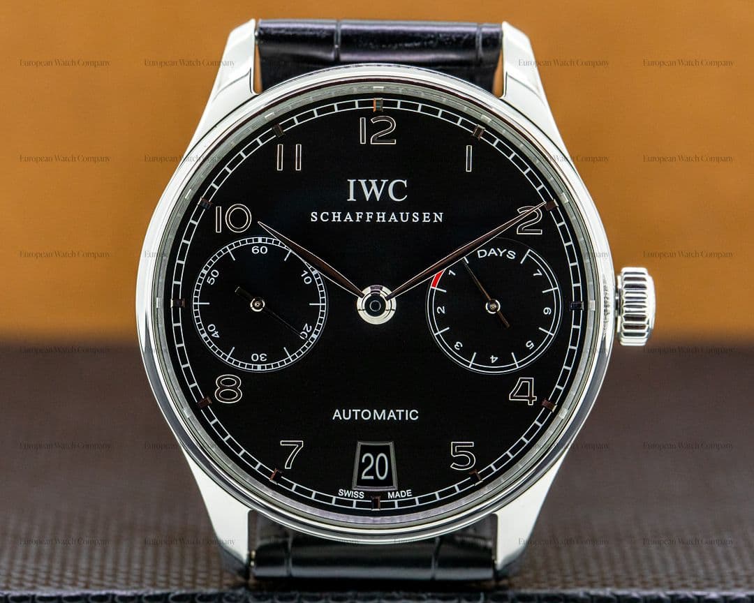 IWC Portuguese 7 Day Automatic SS Black Dial