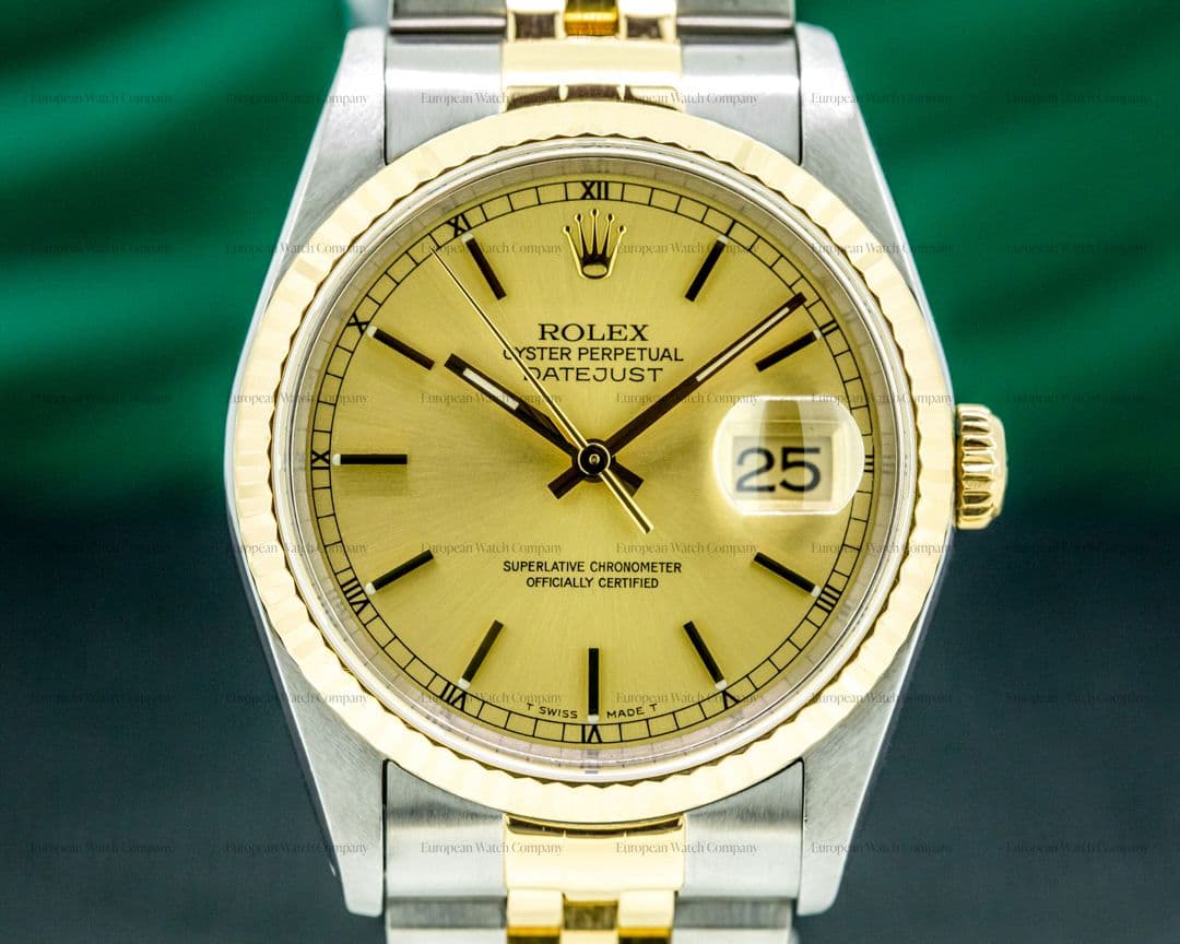 Rolex Datejust Gold Dial Stick Markers 18K / SS 