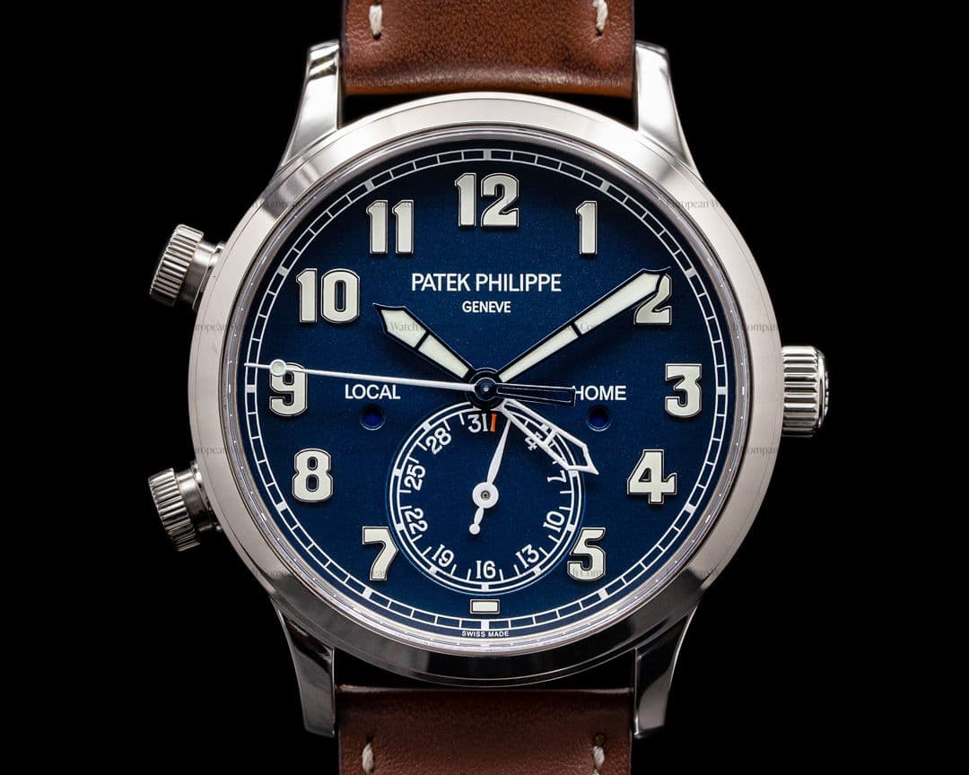 Patek Philippe Calatrava 5524G Pilot Travel Time 18k White Gold 