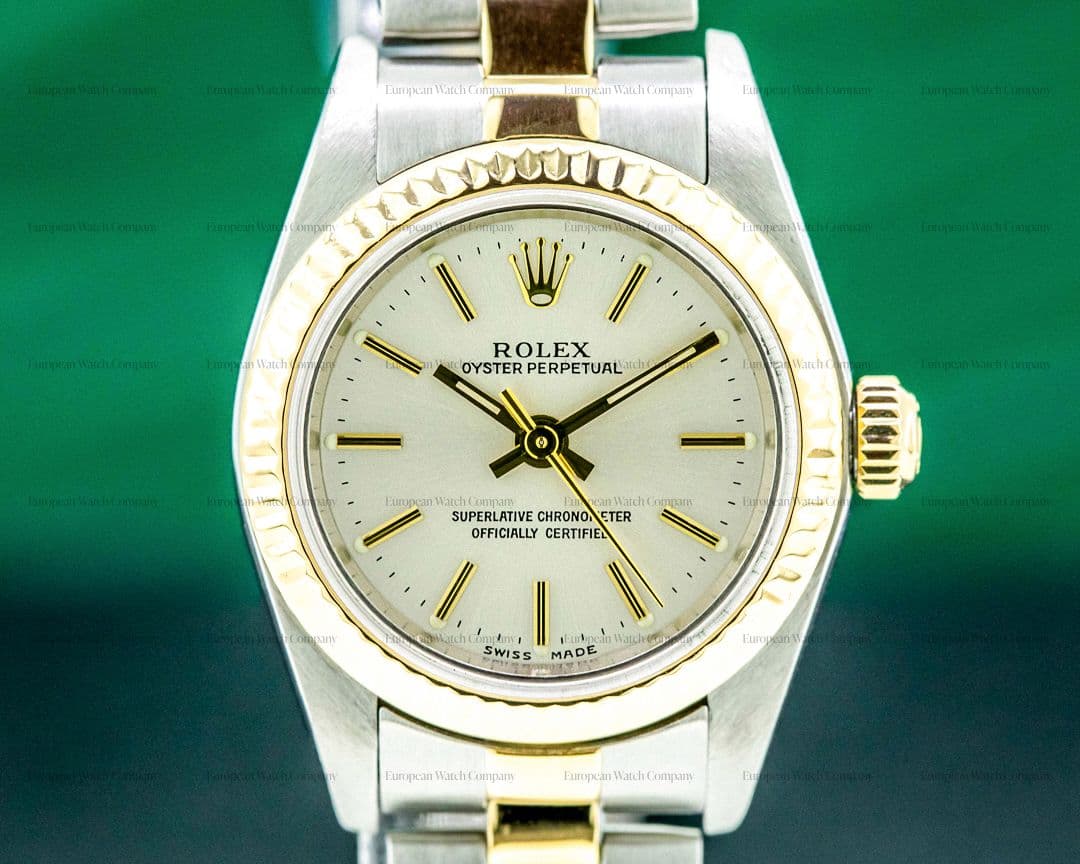 Rolex Lady Oyster Perpetual 18K / SS Silver Dial 26MM
 