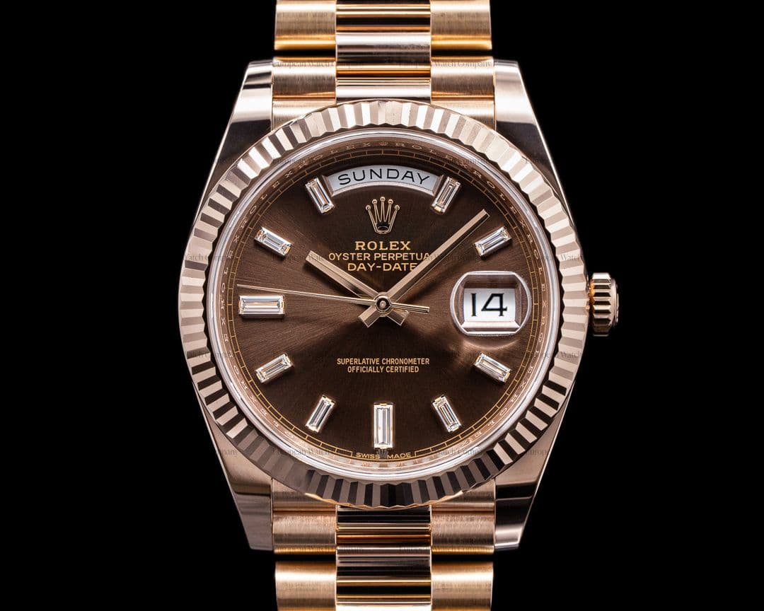 Rolex Day Date Presidential Everose Gold Chocolate Diamond Dial 40MM 
