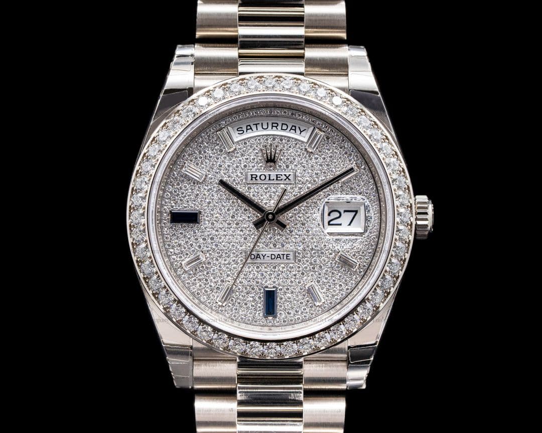 Rolex Day Date President 228349RBR 18K WG Pave / Baguette Dial UNWORN