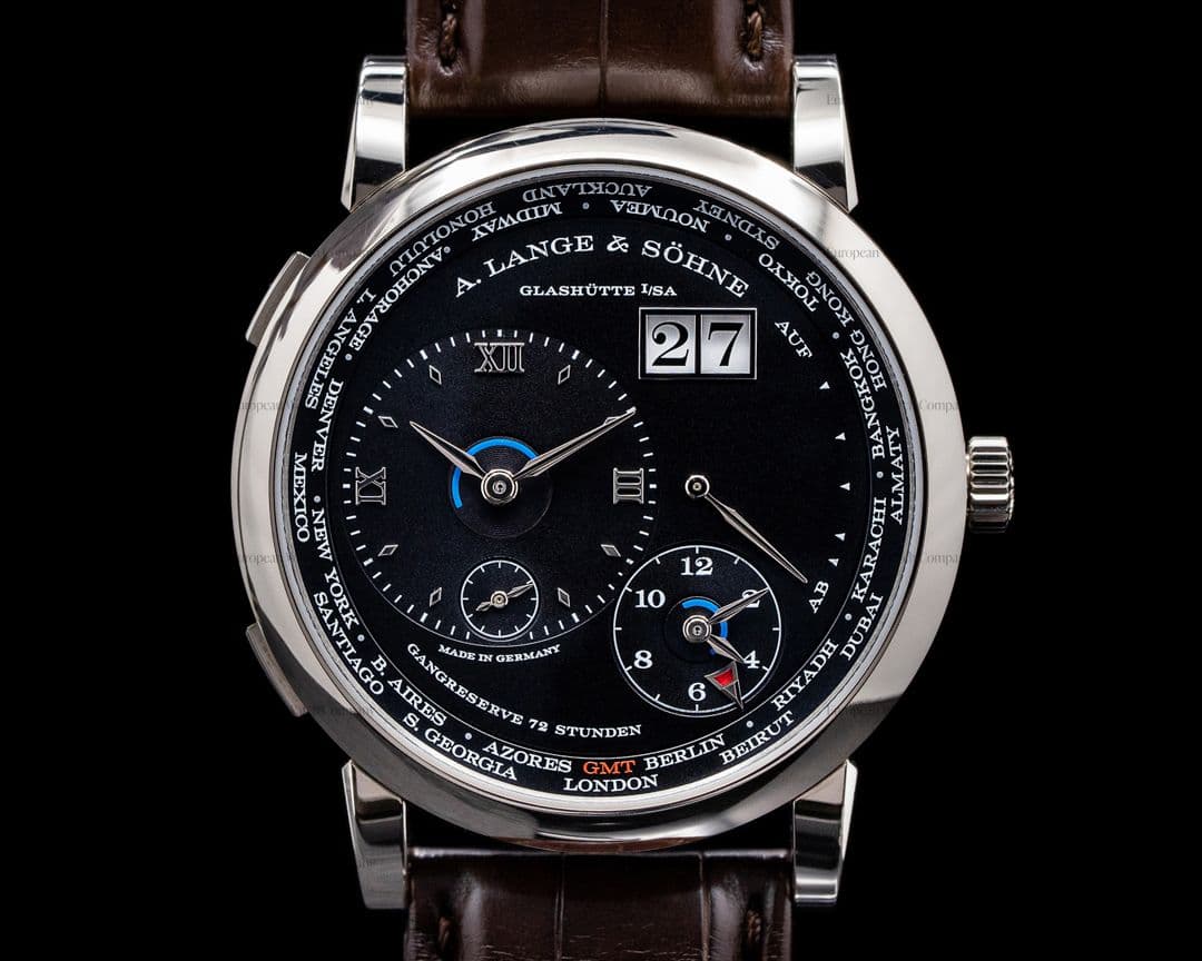 A. Lange and Sohne Lange 1 Time Zone 136.029 18K White Gold / Black Dial NEW MODEL