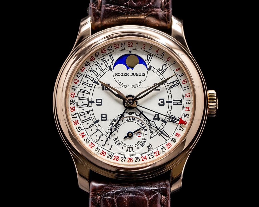 Roger Dubuis Hommage 18K Rose Gold Perpetual Calendar Bi Retrograde RARE