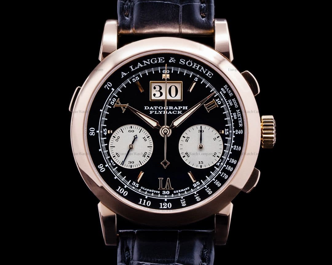 A. Lange and Sohne Datograph 403.031 18K Rose Gold Black Dial COMPLETE "DUFOUR"