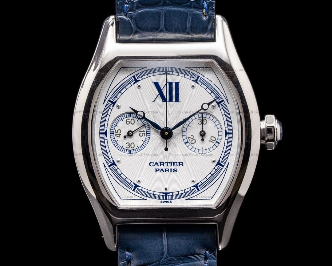Cartier Privee Collection Tortue Monopoussoir Chronograph 18K White Gold 