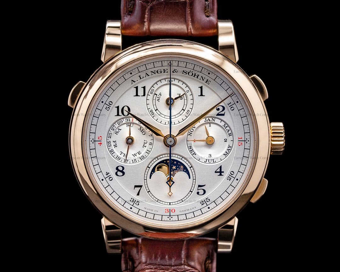A. Lange and Sohne 1815 Rattrapante 421.032 Perpetual Calendar 18K Rose Gold FULL SET 