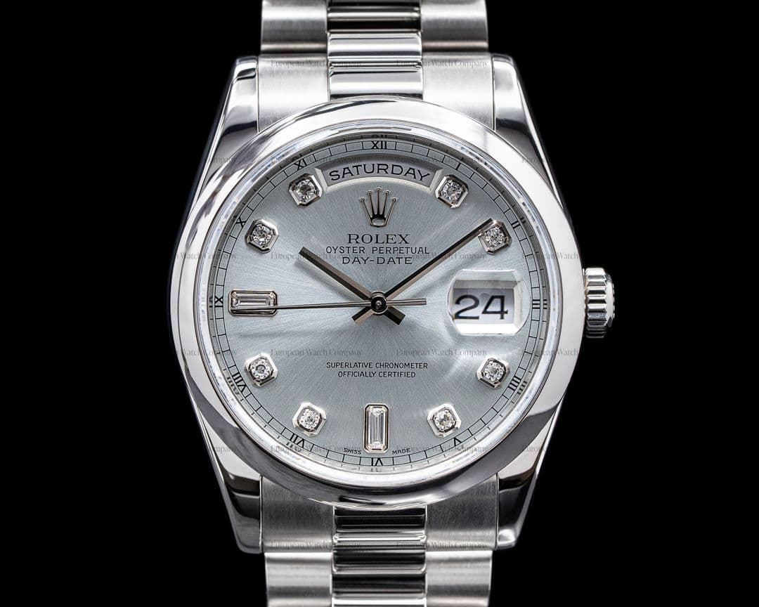 Rolex Day Date President 118206 Platinum Glacier Diamond Dial