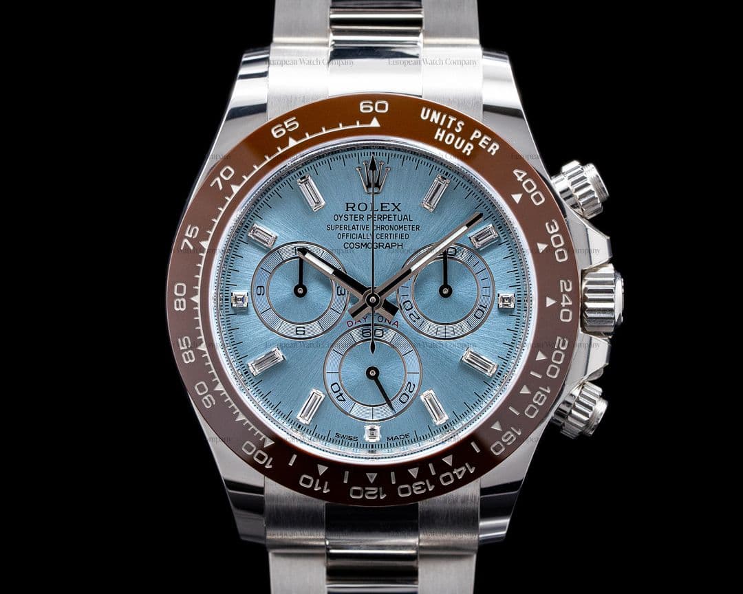 Rolex Daytona Platinum Glacier Blue / Brown Ceramic DIAMONDS 2019