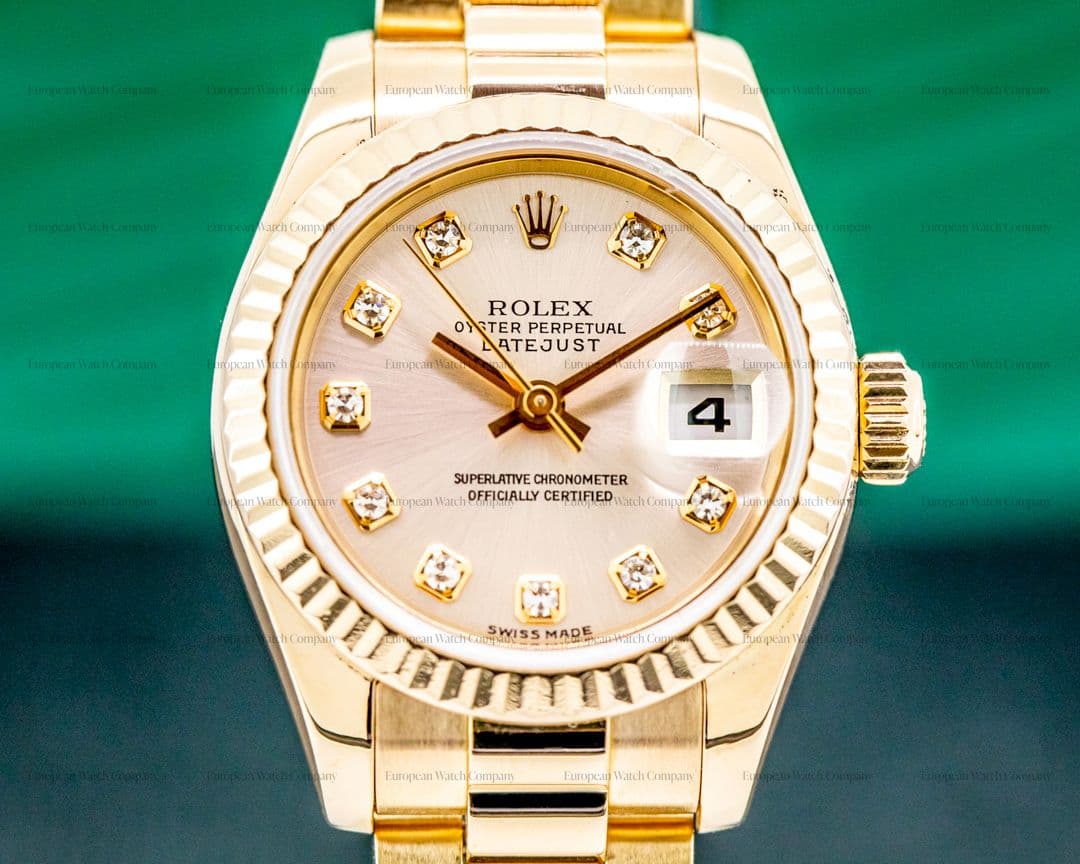 Rolex Ladies 179165 Oyster Date President Rose Diamond Dial 18K Rose Gold 