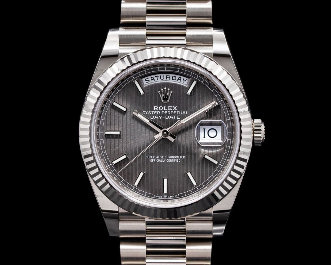 Rolex Day Date 228239 40MM President 18K WG Rhodium Pinstripe 2021
