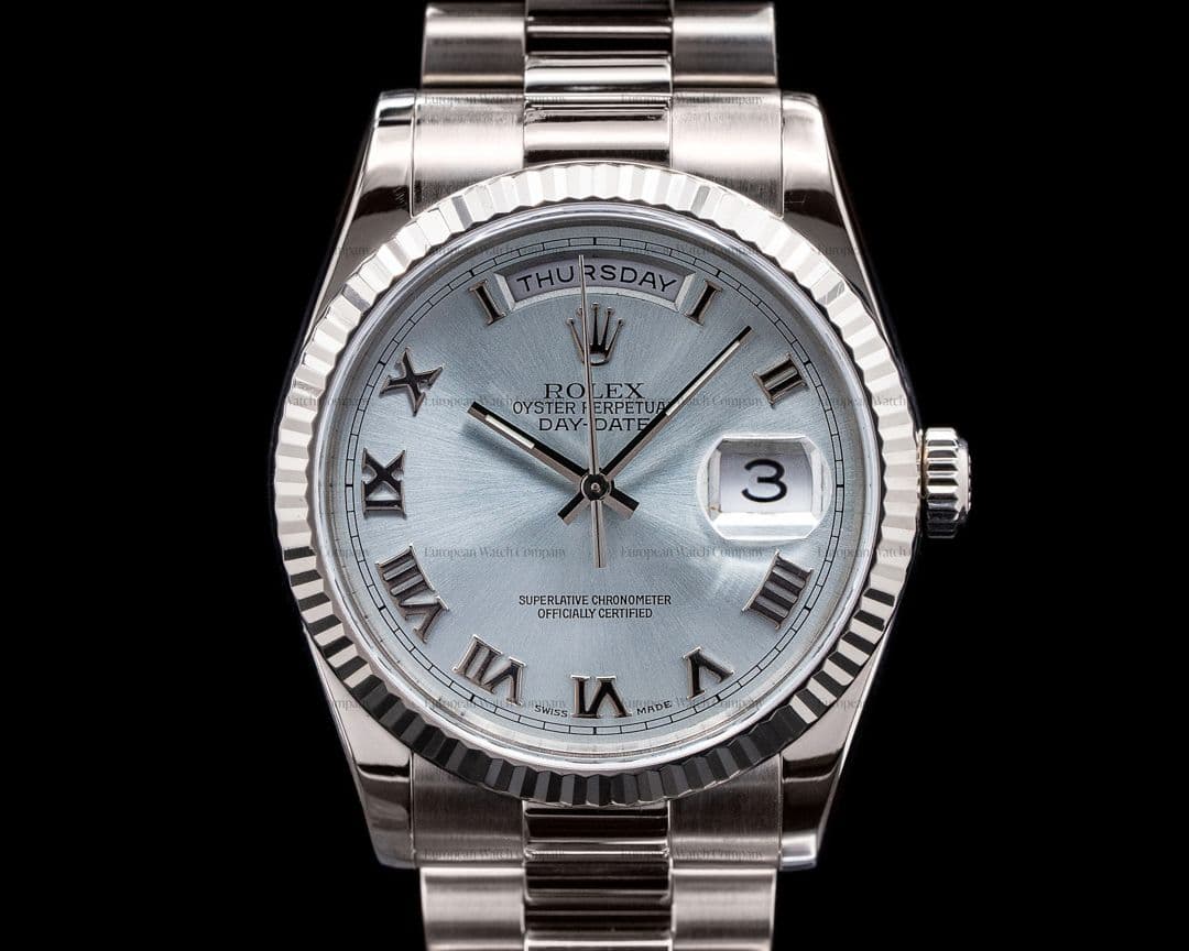 Rolex Day Date 118239 President Ice Blue Roman 18K White Gold