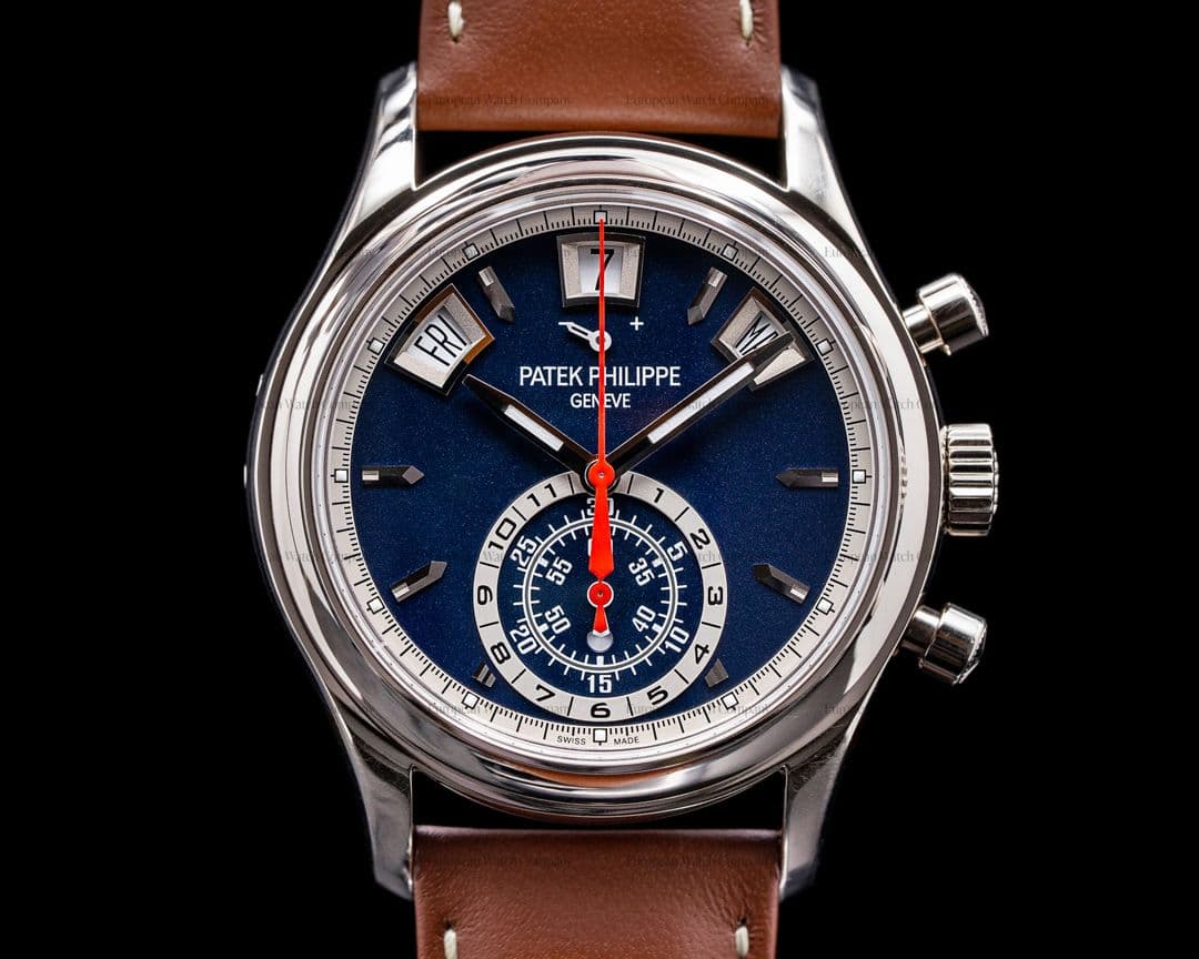 Patek Philippe Annual Calendar 5960/01G Chronograph White Gold Blue Dial 

