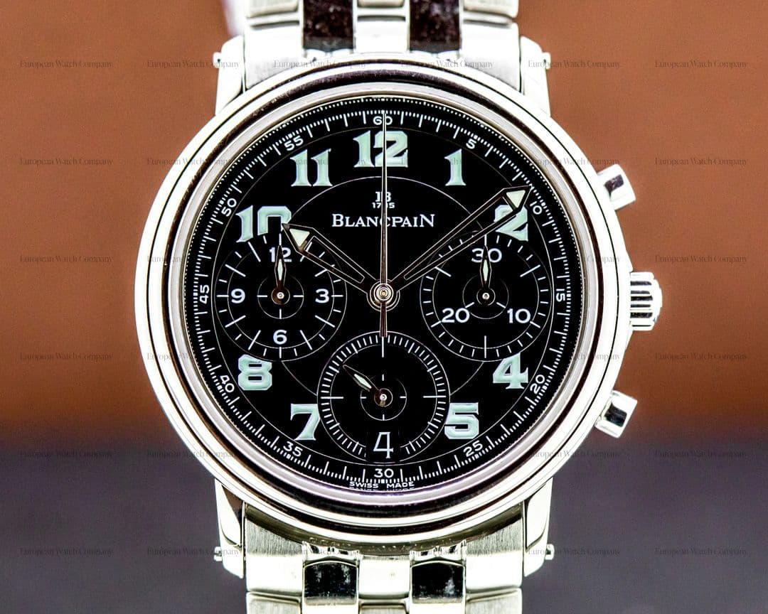 Blancpain 1185F Leman Flyback SS Black Dial / 33MM