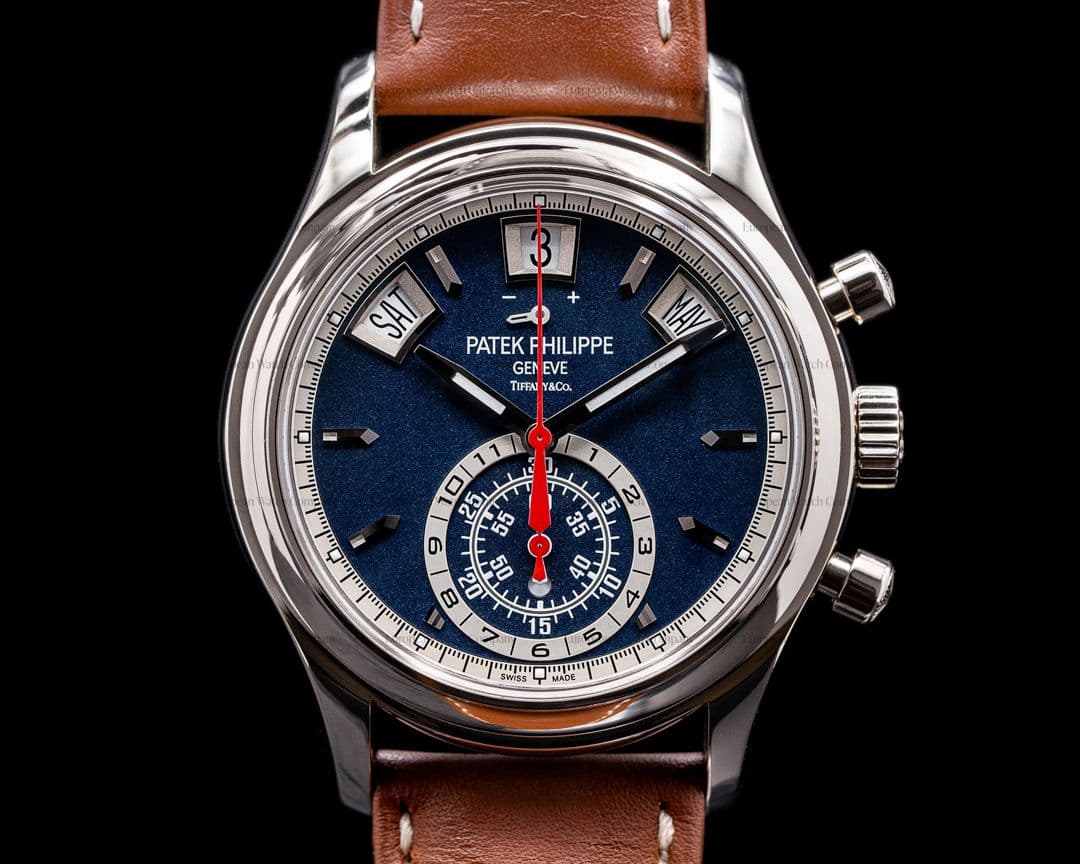 Patek Philippe Annual Calendar 5960/01G Chronograph White Gold Blue Dial TIFFANY

